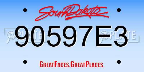 90597E3 South Dakota License Plate