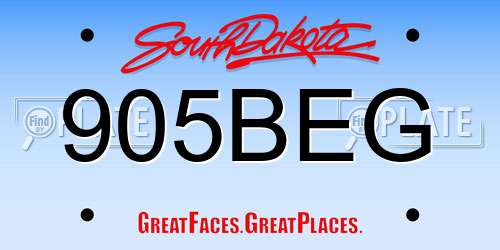 905BEG South Dakota License Plate