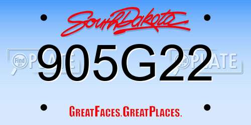 905G22 South Dakota License Plate