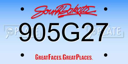 905G27 South Dakota License Plate