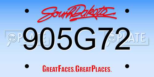 905G72 South Dakota License Plate
