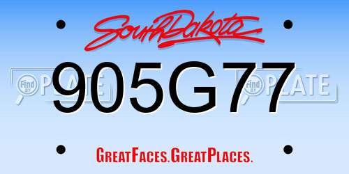 905G77 South Dakota License Plate