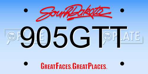 905GTT South Dakota License Plate