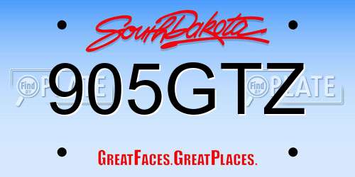 905GTZ South Dakota License Plate