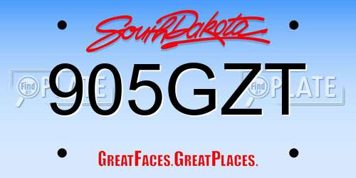 905GZT South Dakota License Plate