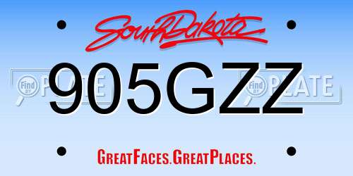 905GZZ South Dakota License Plate