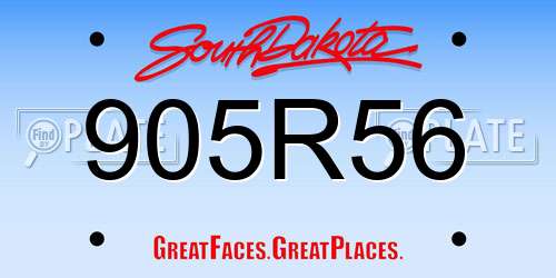 905R56 South Dakota License Plate