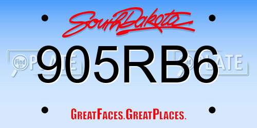 905RB6 South Dakota License Plate