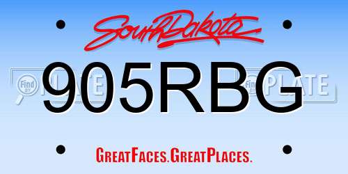 905RBG South Dakota License Plate