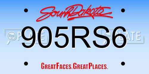 905RS6 South Dakota License Plate