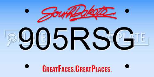 905RSG South Dakota License Plate