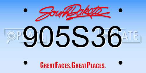 905S36 South Dakota License Plate