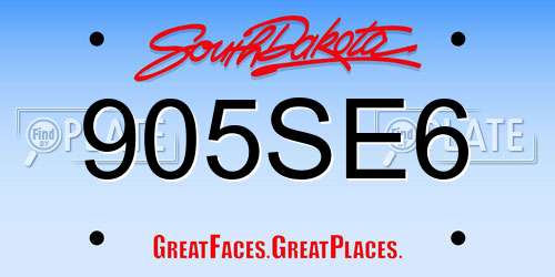 905SE6 South Dakota License Plate