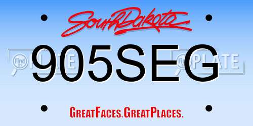 905SEG South Dakota License Plate