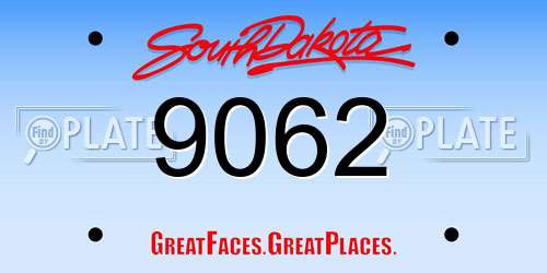 9062 South Dakota License Plate
