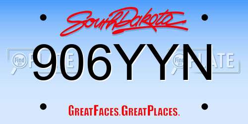 906YYN South Dakota License Plate