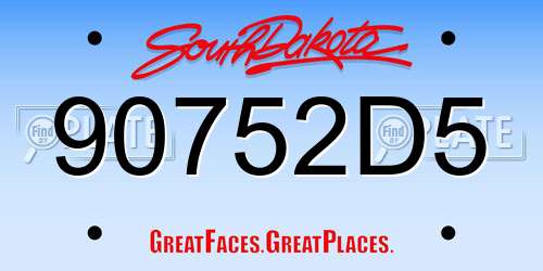90752D5 South Dakota License Plate