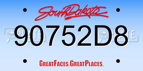 90752D8 South Dakota License Plate