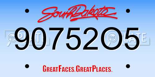 90752O5 South Dakota License Plate
