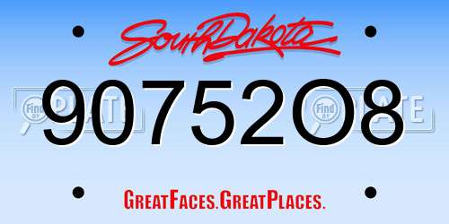 90752O8 South Dakota License Plate