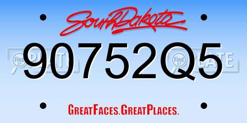 90752Q5 South Dakota License Plate