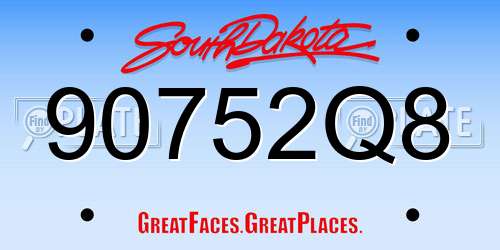 90752Q8 South Dakota License Plate