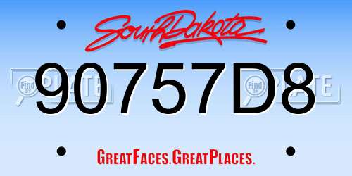 90757D8 South Dakota License Plate