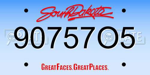 90757O5 South Dakota License Plate