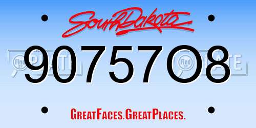 90757O8 South Dakota License Plate