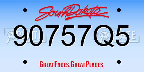 90757Q5 South Dakota License Plate