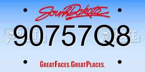 90757Q8 South Dakota License Plate