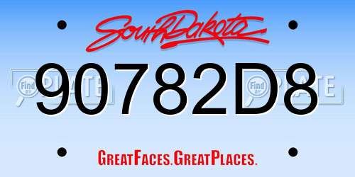 90782D8 South Dakota License Plate