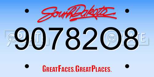 90782O8 South Dakota License Plate