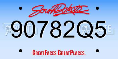 90782Q5 South Dakota License Plate