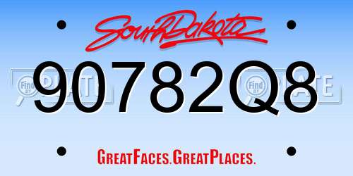 90782Q8 South Dakota License Plate