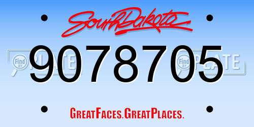 9078705 South Dakota License Plate