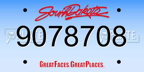 9078708 South Dakota License Plate