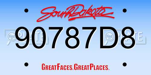 90787D8 South Dakota License Plate