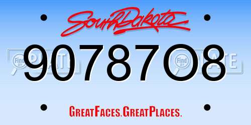 90787O8 South Dakota License Plate