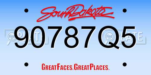 90787Q5 South Dakota License Plate