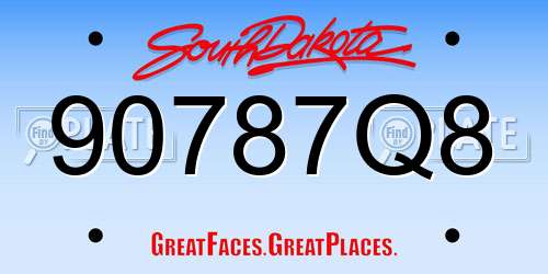 90787Q8 South Dakota License Plate