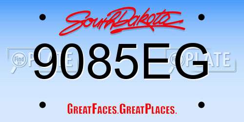 9085EG South Dakota License Plate