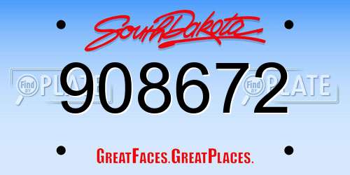 908672 South Dakota License Plate