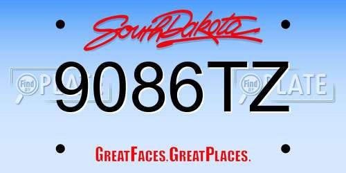 9086TZ South Dakota License Plate