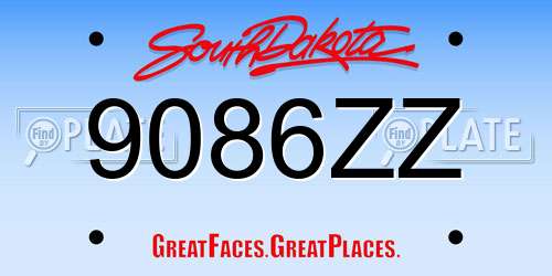 9086ZZ South Dakota License Plate
