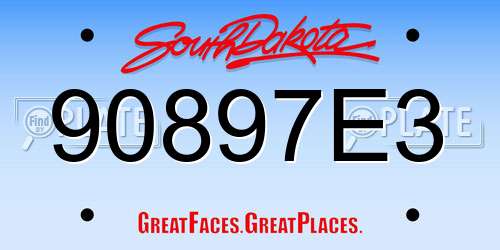 90897E3 South Dakota License Plate