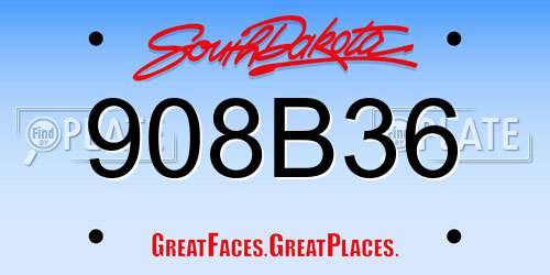 908B36 South Dakota License Plate