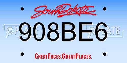 908BE6 South Dakota License Plate