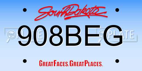 908BEG South Dakota License Plate