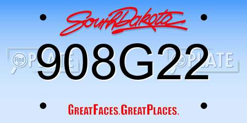 908G22 South Dakota License Plate